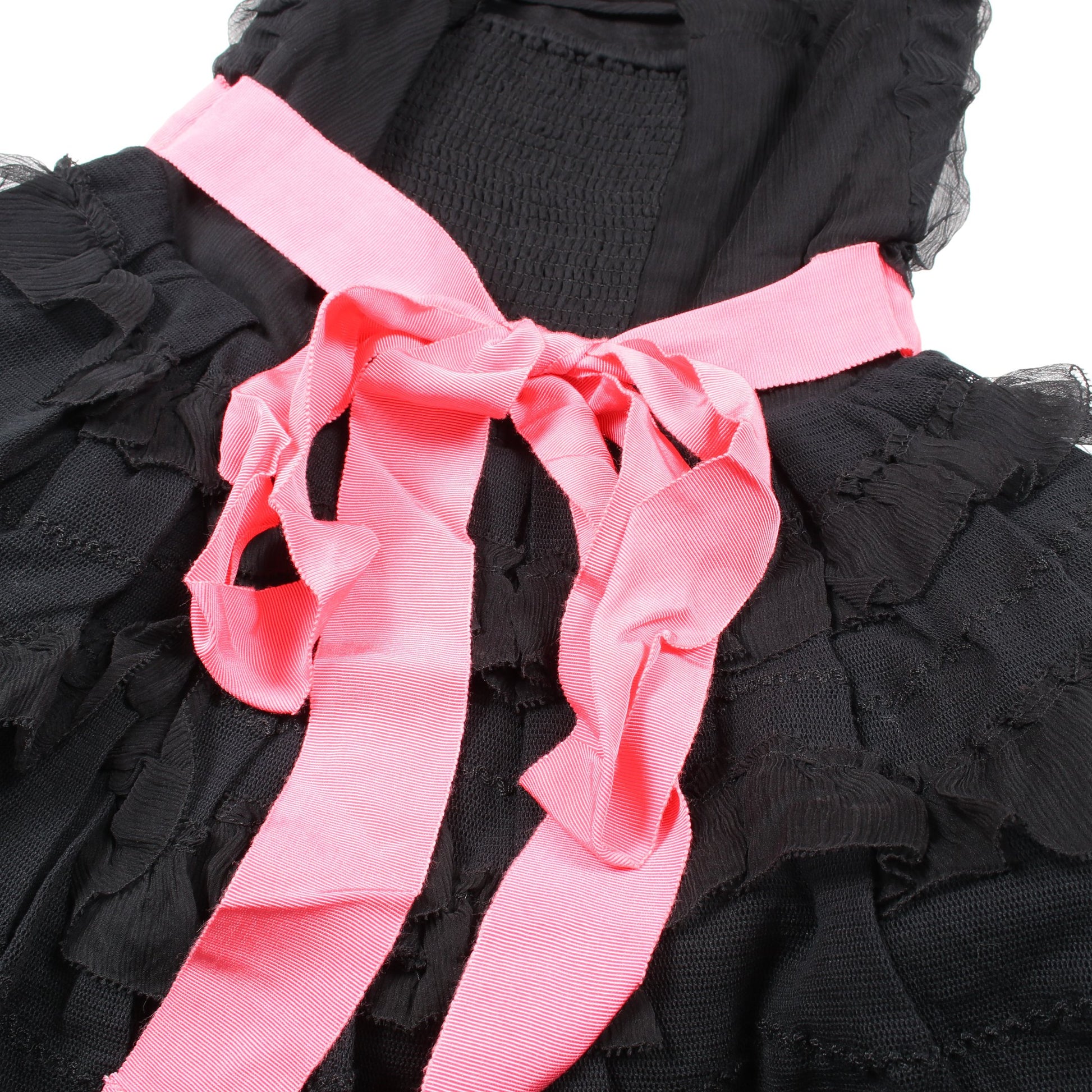 ティアード レース リボン ワンピース コットン シルク ブラック ピンク リボン レッドヴァレンティノ ワンピース RED VALENTINO