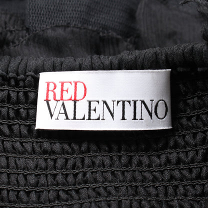 ティアード レース リボン ワンピース コットン シルク ブラック ピンク リボン レッドヴァレンティノ ワンピース RED VALENTINO