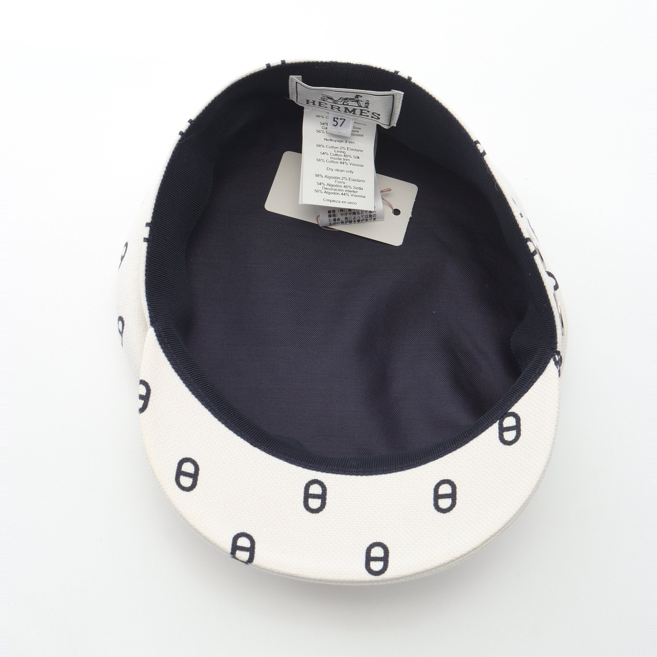 エルメス シェーヌダンクル キャスケット 57 コットン ホワイト