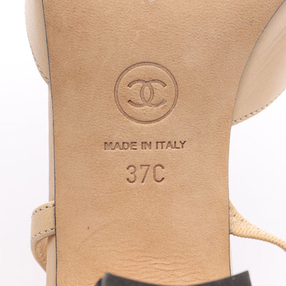 スリングバック ココマーク サンダル レザー キャンバス ベージュ ブラック シャネル シューズ CHANEL
