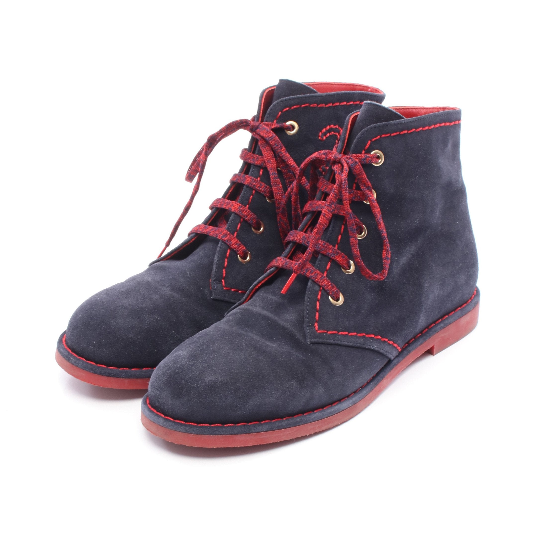 シャネル CHANEL デザート ブーツ 靴 スウェード レディース ネイビー系 / レッド系 【中古】 998354_original.jpg?v=