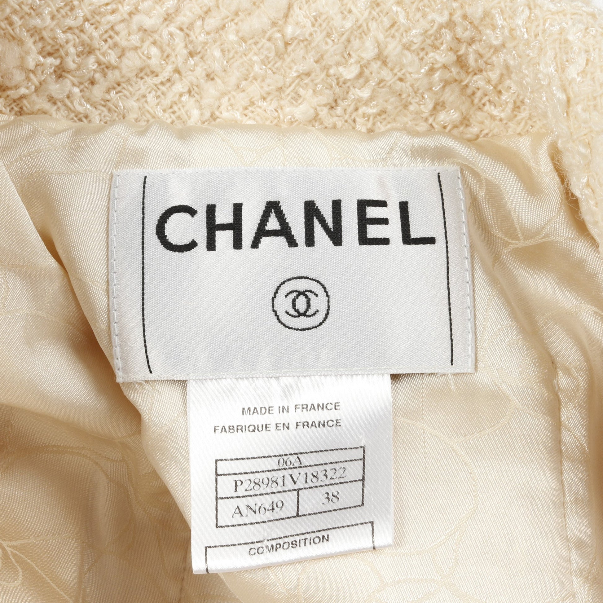 ツイード ジャケット ウール シルク モヘヤ アイボリー ネイビー レッド 06A シャネル アウター CHANEL