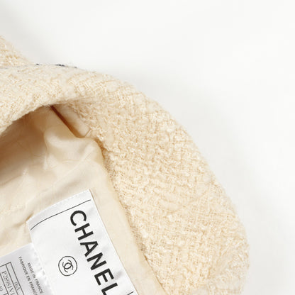 ツイード ジャケット ウール シルク モヘヤ アイボリー ネイビー レッド 06A シャネル アウター CHANEL