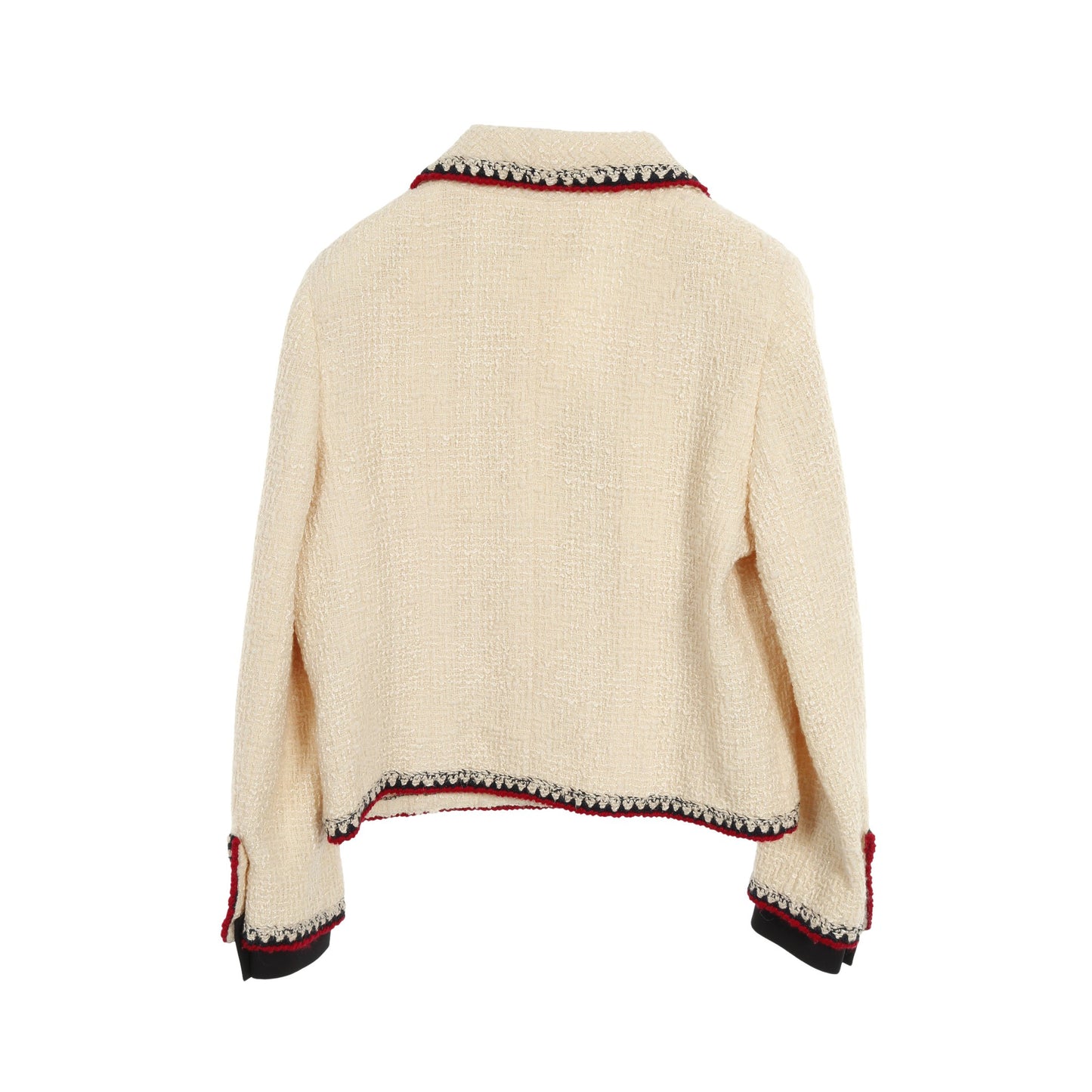 ツイード ジャケット ウール シルク モヘヤ アイボリー ネイビー レッド 06A シャネル アウター CHANEL
