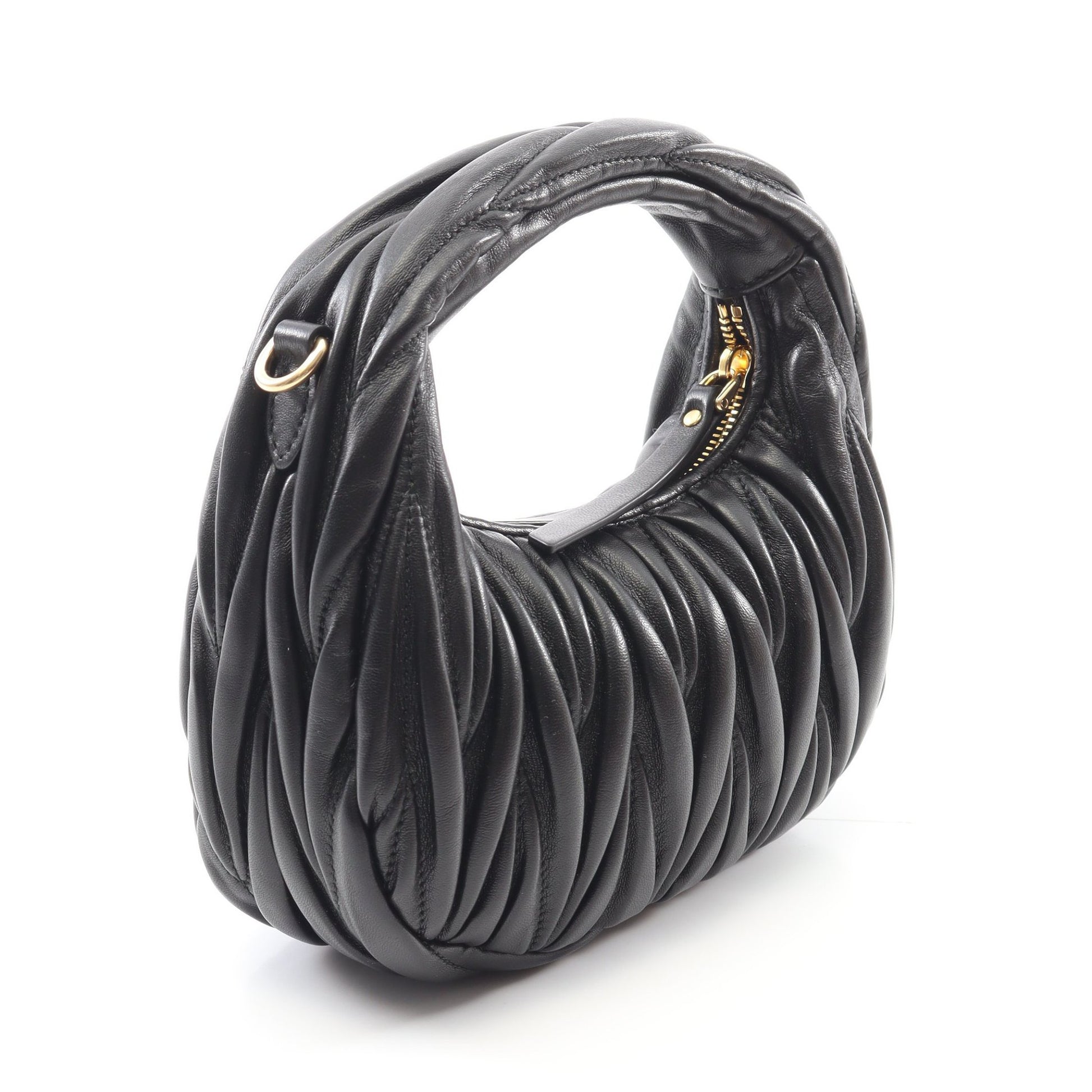 ワンダー マテラッセ ハンドバッグ レザー ブラック 2WAY ミュウミュウ バッグ miu miu