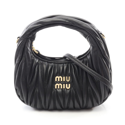ワンダー マテラッセ ハンドバッグ レザー ブラック 2WAY ミュウミュウ バッグ miu miu
