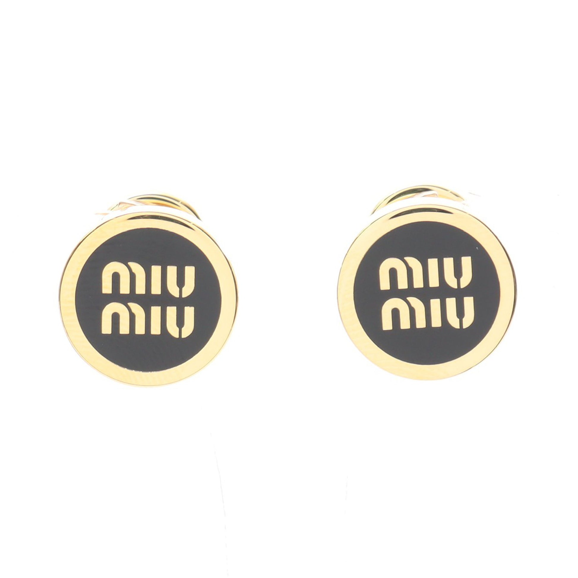 ピアス GP ゴールド ブラック ロゴ ミュウミュウ アクセサリー miu miu
