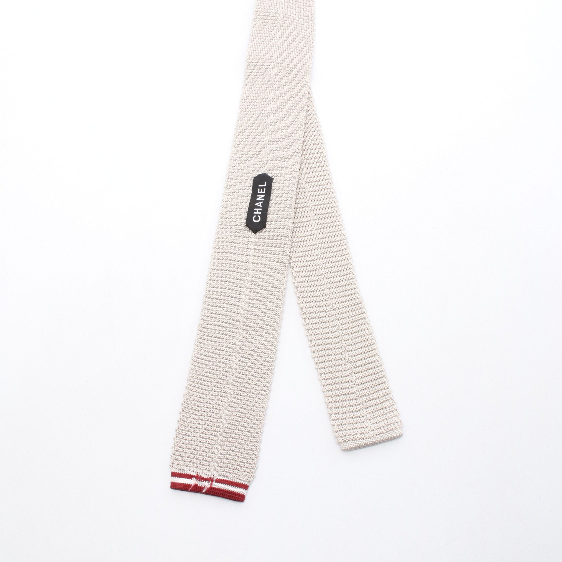 ココマーク ニット ネクタイ シルク ベージュ バーガンディ シャネル