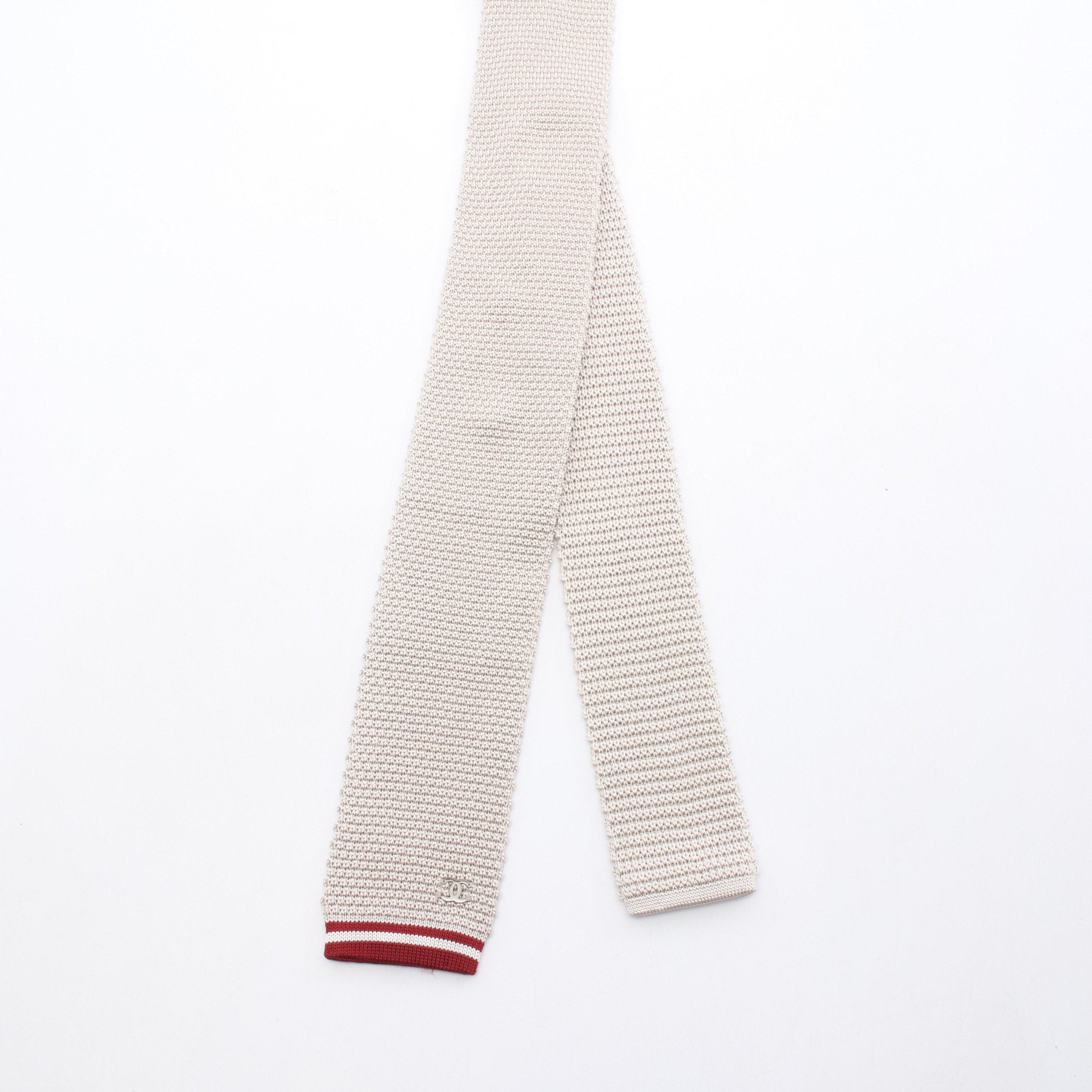 ココマーク ニット ネクタイ シルク ベージュ バーガンディ シャネル