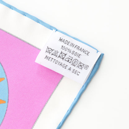 カレ90 Tea for Two スカーフ シルク ホワイト マルチカラー エルメス 財布・小物 HERMES