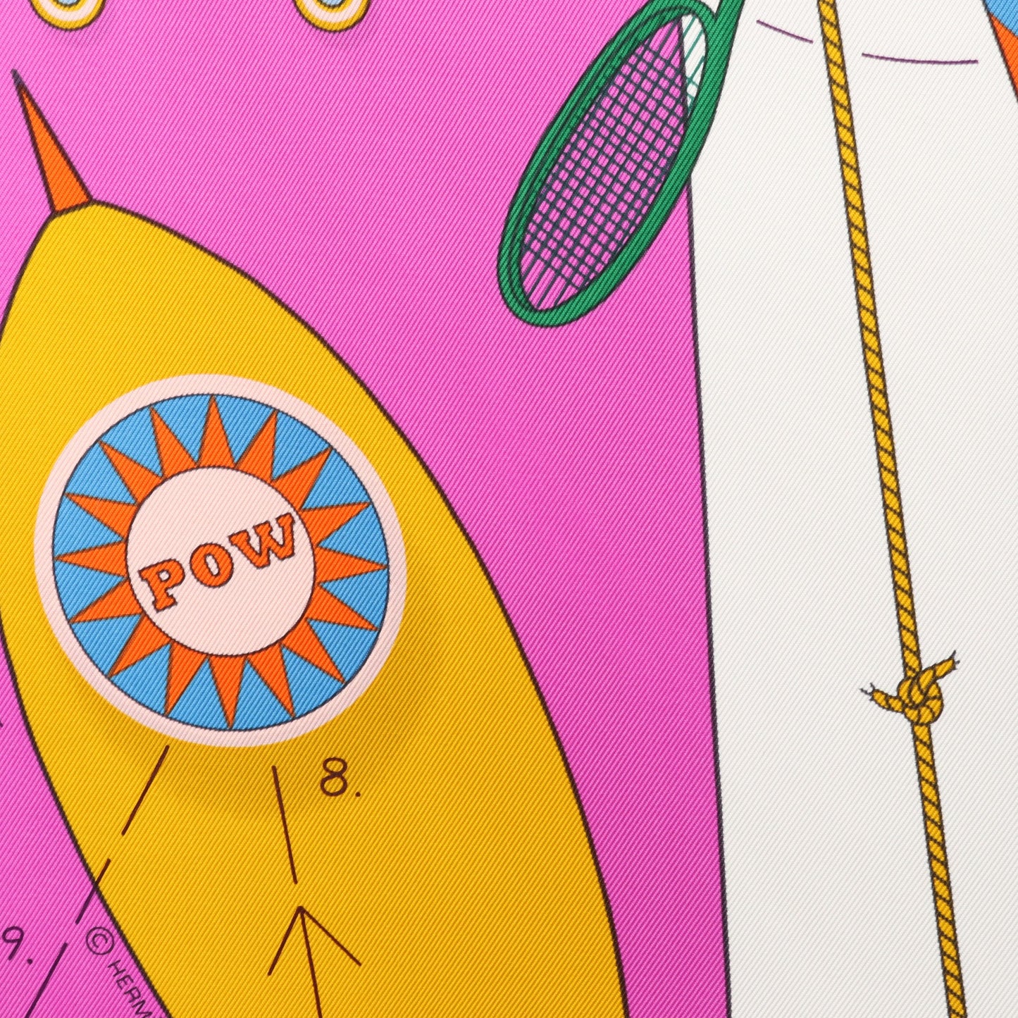 カレ90 Tea for Two スカーフ シルク ホワイト マルチカラー エルメス  