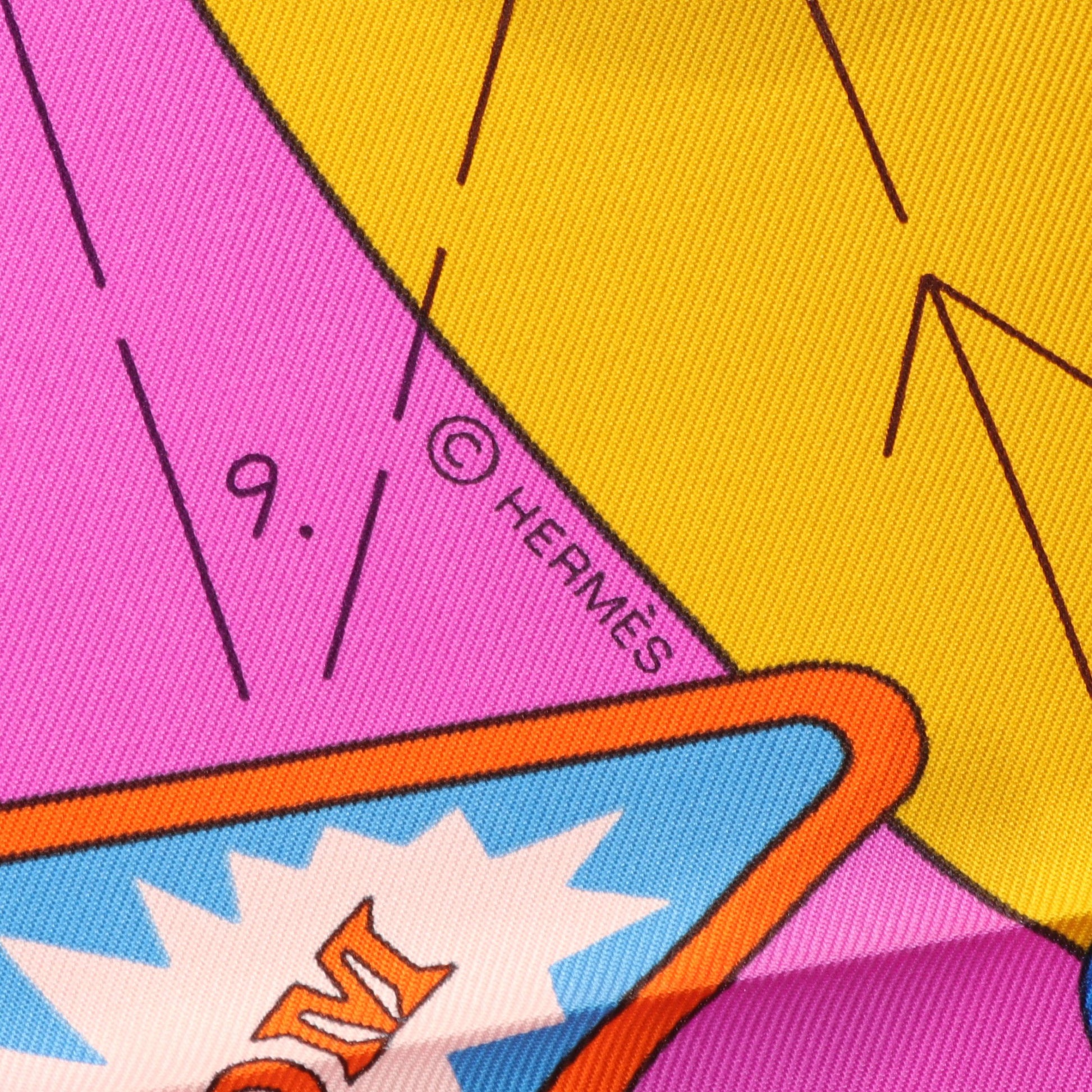 カレ90 Tea for Two スカーフ シルク ホワイト マルチカラー エルメス 財布・小物 HERMES
