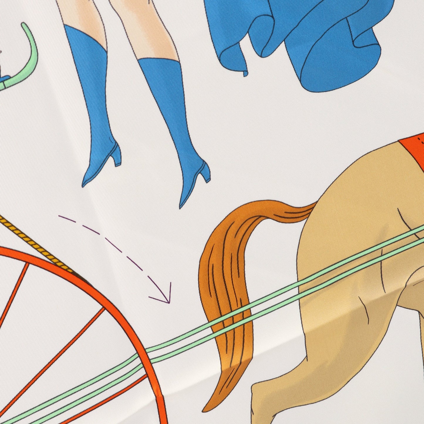 カレ90 Tea for Two スカーフ シルク ホワイト マルチカラー エルメス 財布・小物 HERMES