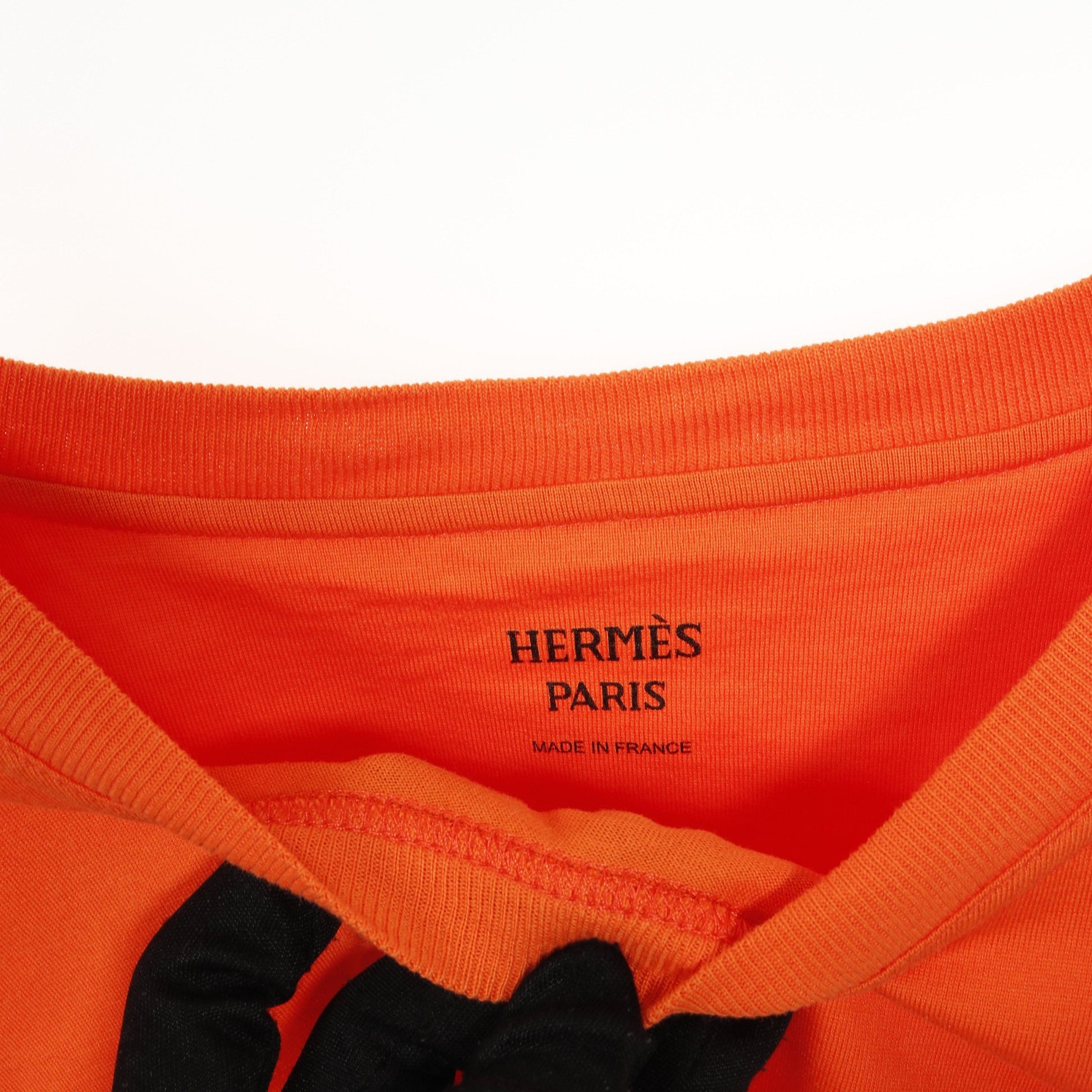 モザイク ワンピース 半袖 コットン オレンジ 刺繍ポケット エルメス ワンピース HERMES