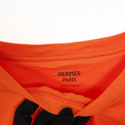 モザイク ワンピース 半袖 コットン オレンジ 刺繍ポケット エルメス ワンピース HERMES