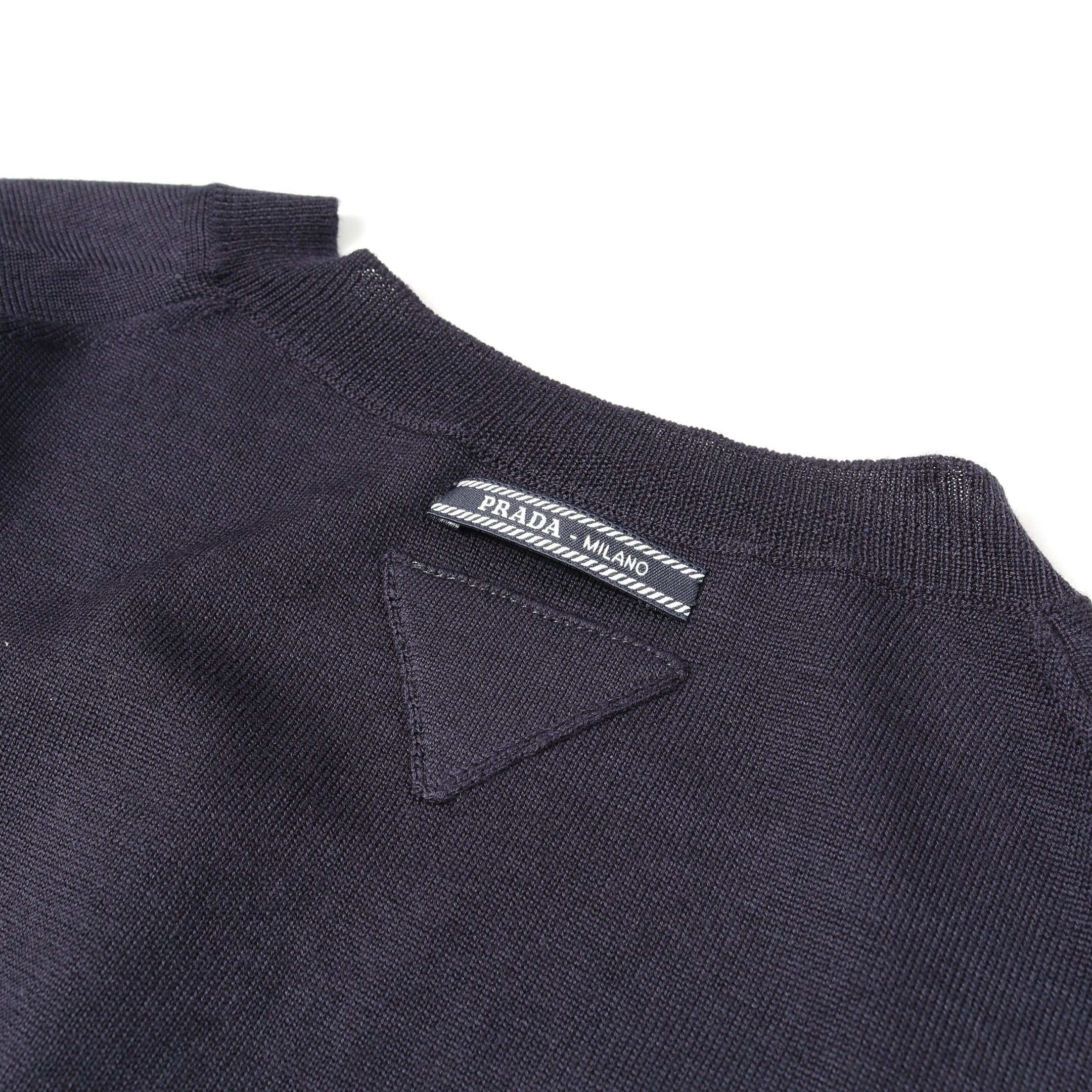 新品PRADA 半袖ニットセーター ネイビー・オレンジ S 新品PRADA 半袖ニットセーター ネイビー・オレンジ S 新品PRADA 半袖