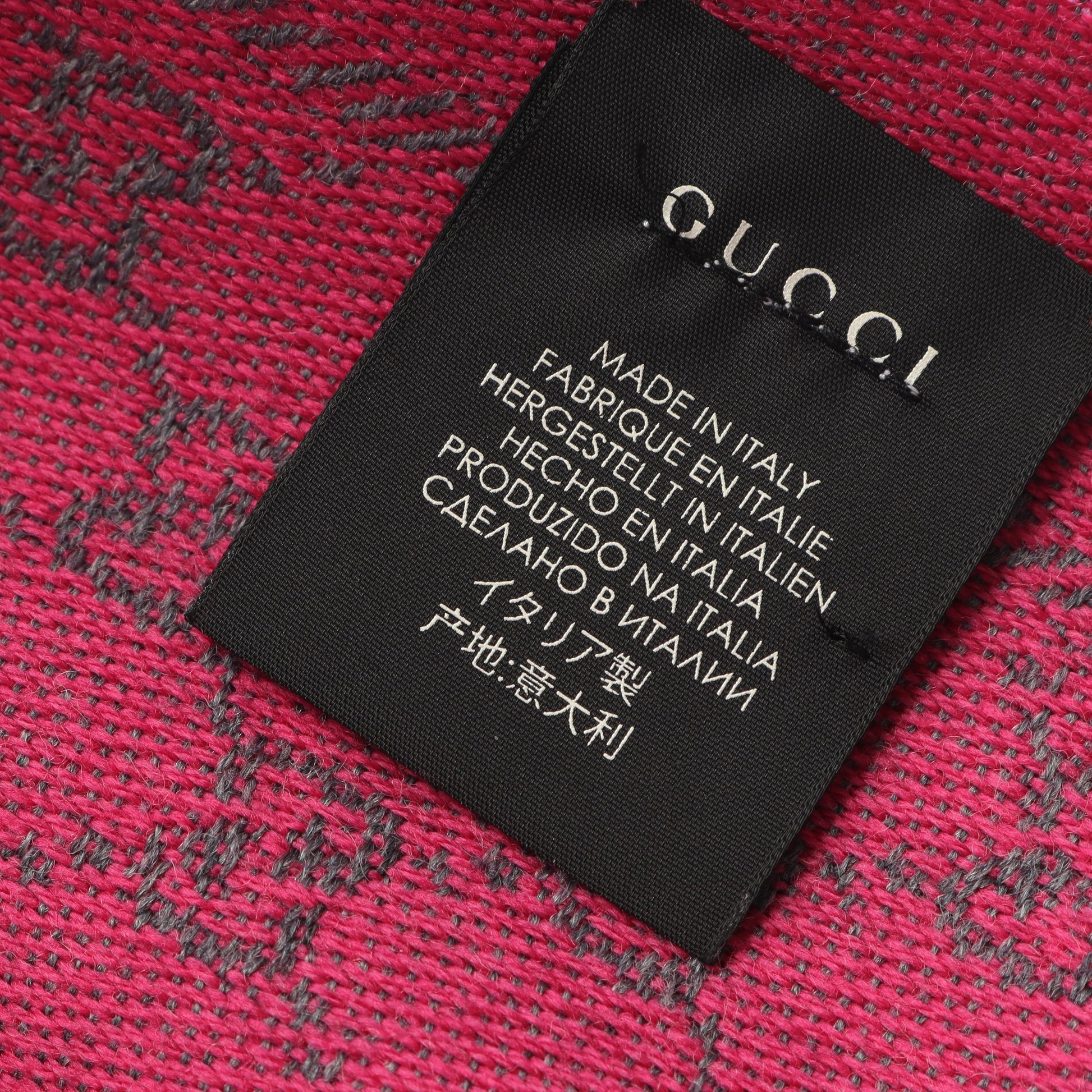 GG柄 マフラー ウール グレー ピンク グッチ 財布・小物 GUCCI