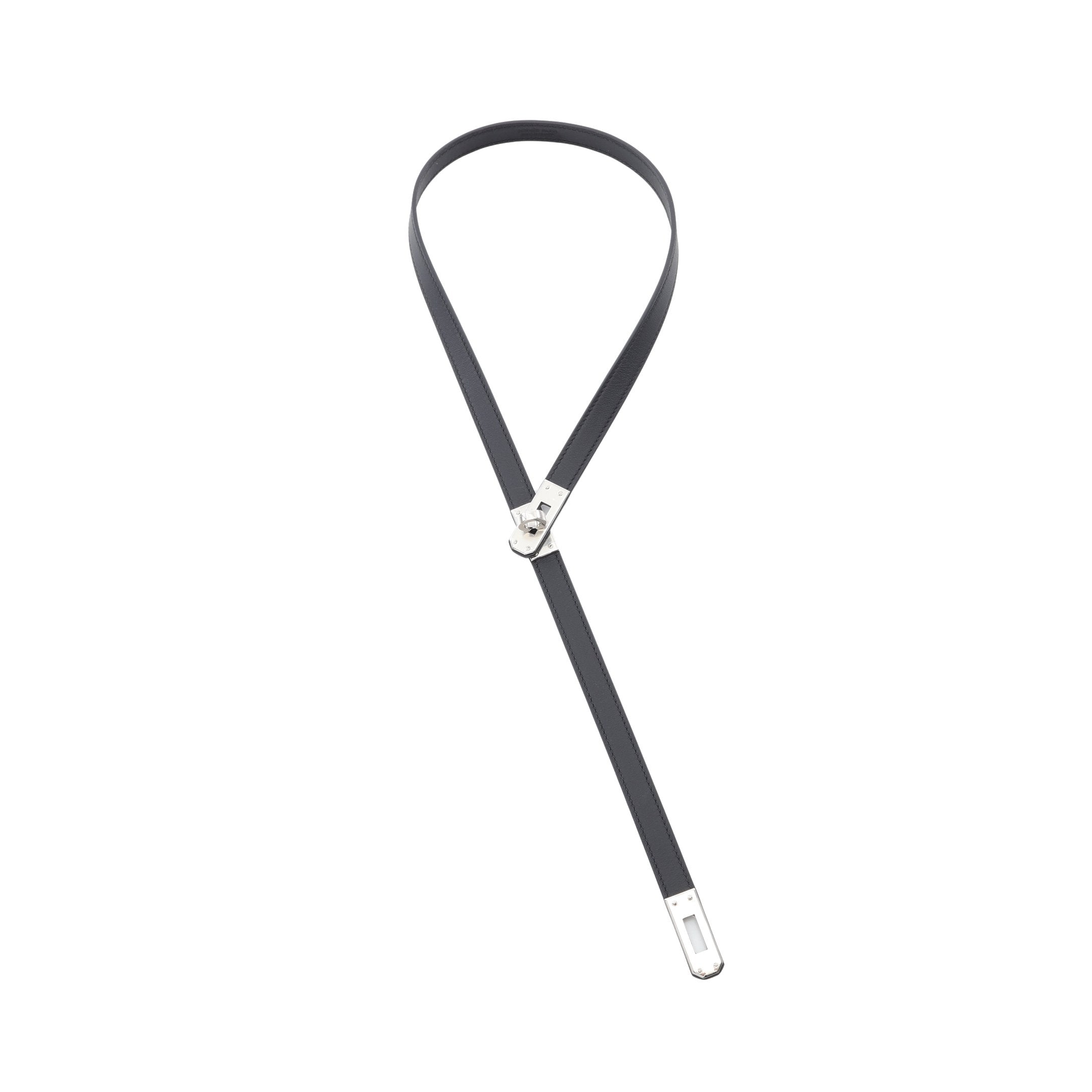 タイネックレス ケリー チョーカー レザー ブラック W刻印 エルメス