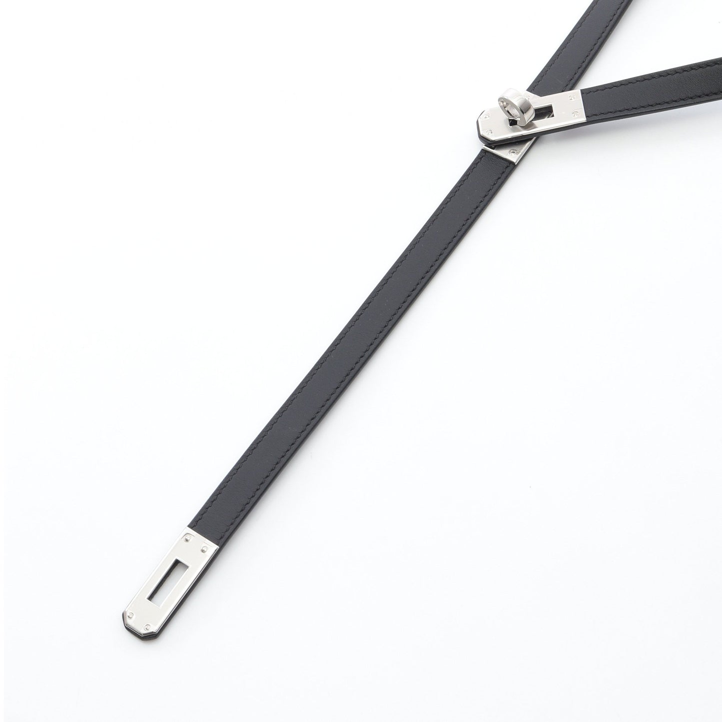 タイネックレス ケリー チョーカー レザー ブラック W刻印 エルメス アクセサリー HERMES