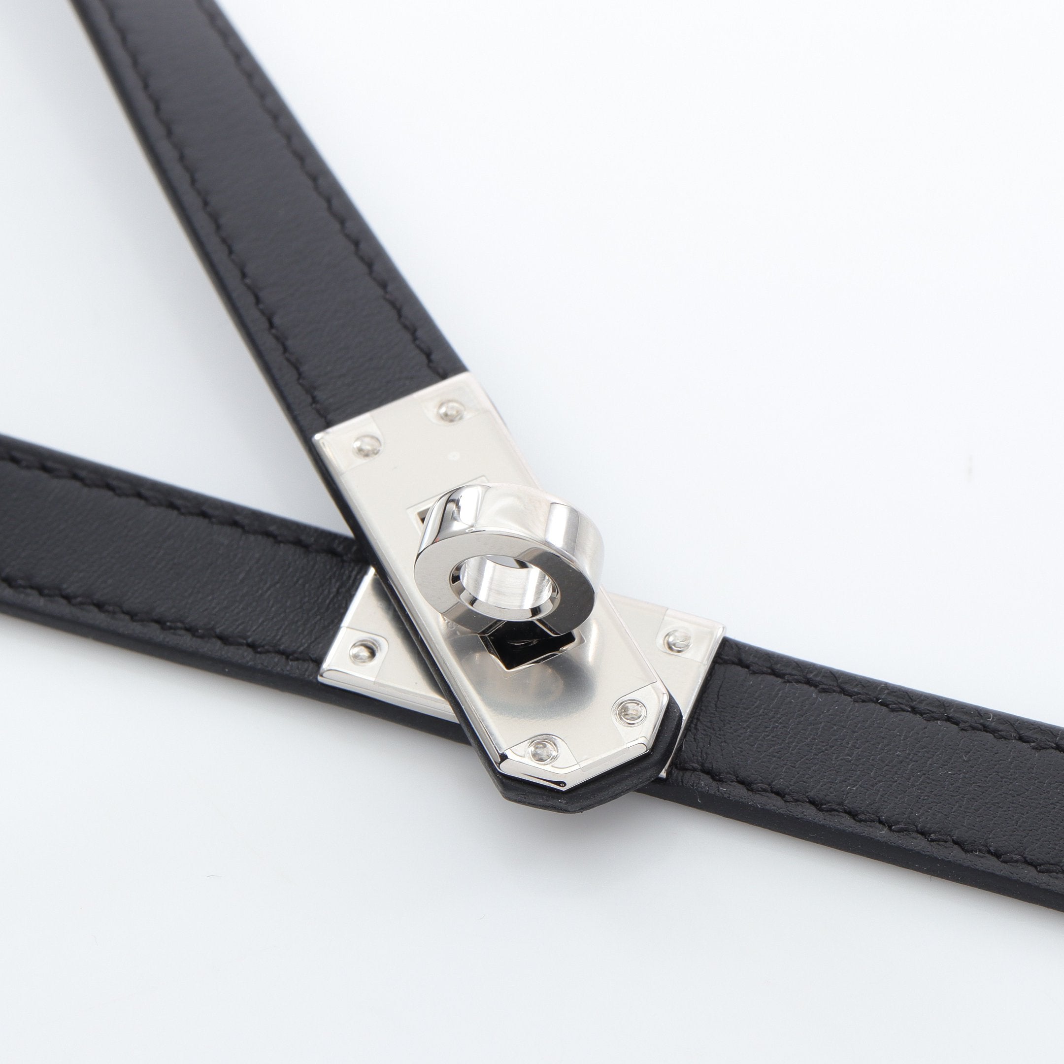 タイネックレス ケリー チョーカー レザー ブラック W刻印 エルメス