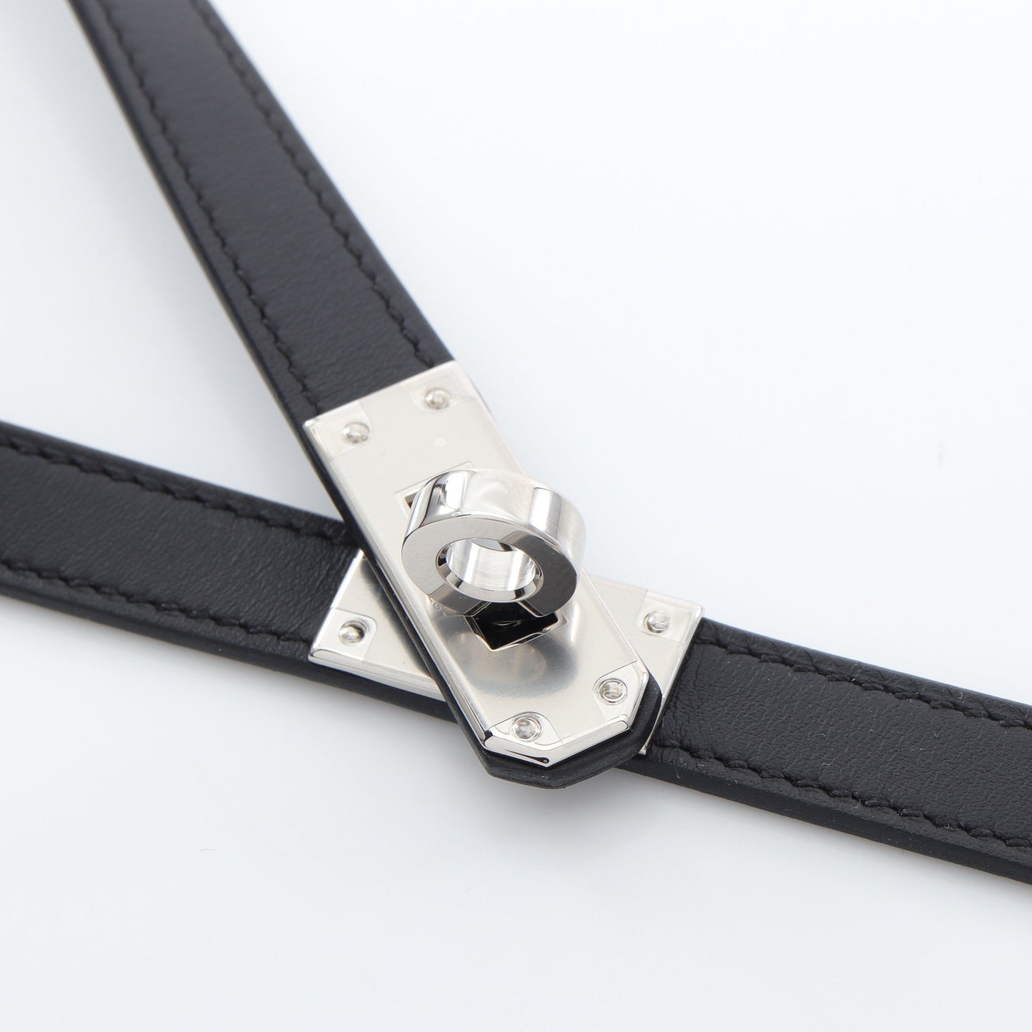 タイネックレス ケリー チョーカー レザー ブラック W刻印 エルメス アクセサリー HERMES