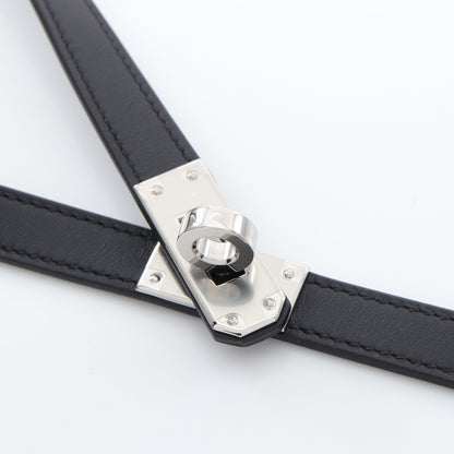 タイネックレス ケリー チョーカー レザー ブラック W刻印 エルメス アクセサリー HERMES