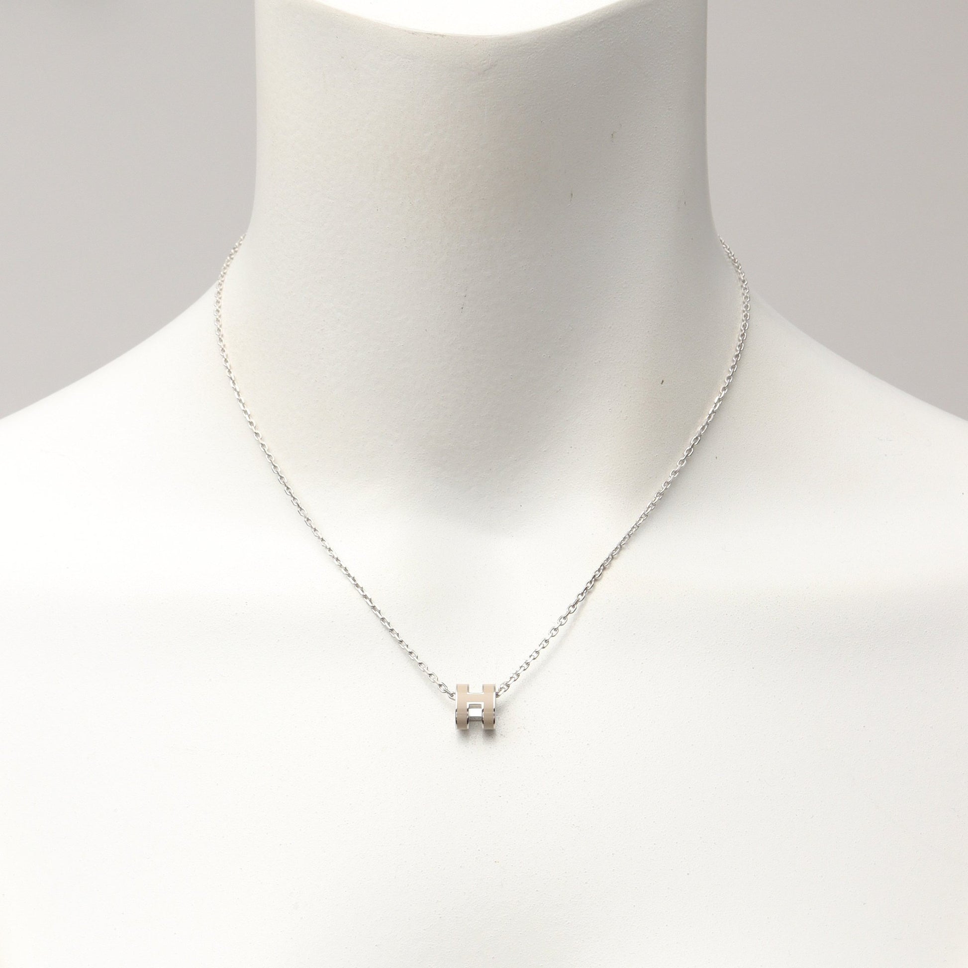 MINI POP H ミニポップアッシュ ネックレス シルバー ライトベージュ エルメス アクセサリー HERMES