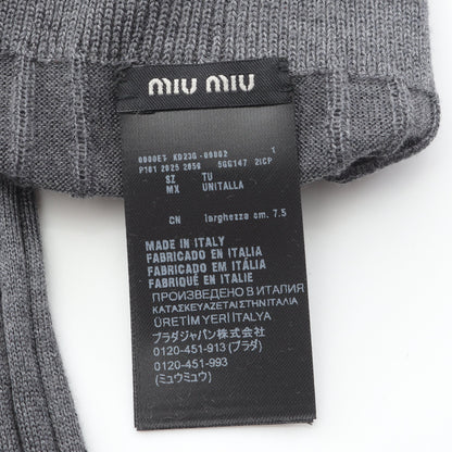 リブニット フィンガーレス 手袋 グローブ シルク グレー ミュウミュウ 財布・小物 miu miu