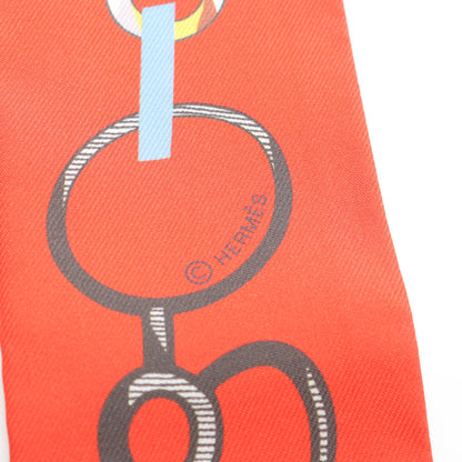 ツイリー Do Re Boucles リボン スカーフ シルク ライトベージュ オレンジレッド マルチカラー エルメス 財布・小物 HERMES