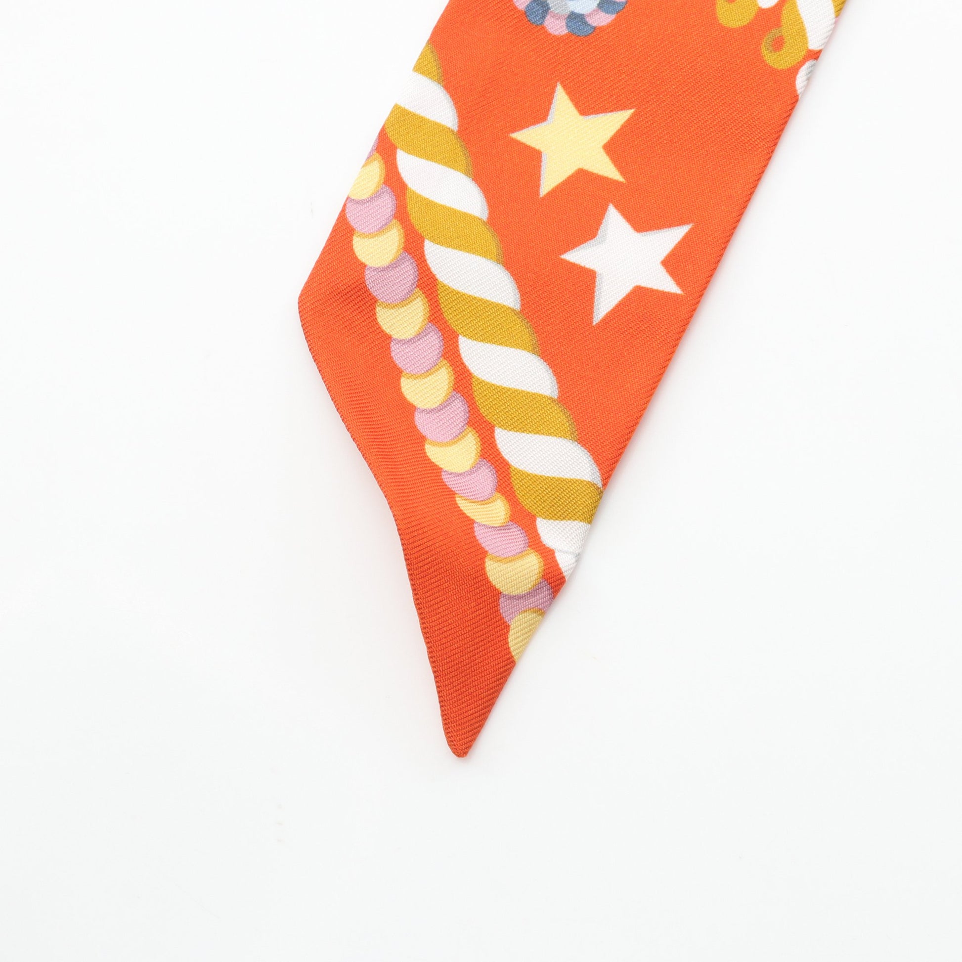 ツイリー EPAULETTES DE GALA リボン スカーフ シルク オレンジ マルチカラー エルメス 財布・小物 HERMES