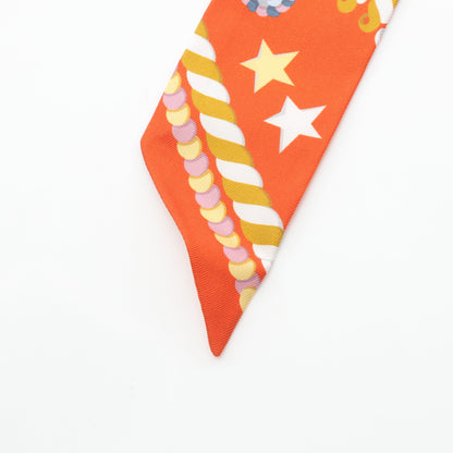 ツイリー EPAULETTES DE GALA リボン スカーフ シルク オレンジ マルチカラー エルメス 財布・小物 HERMES