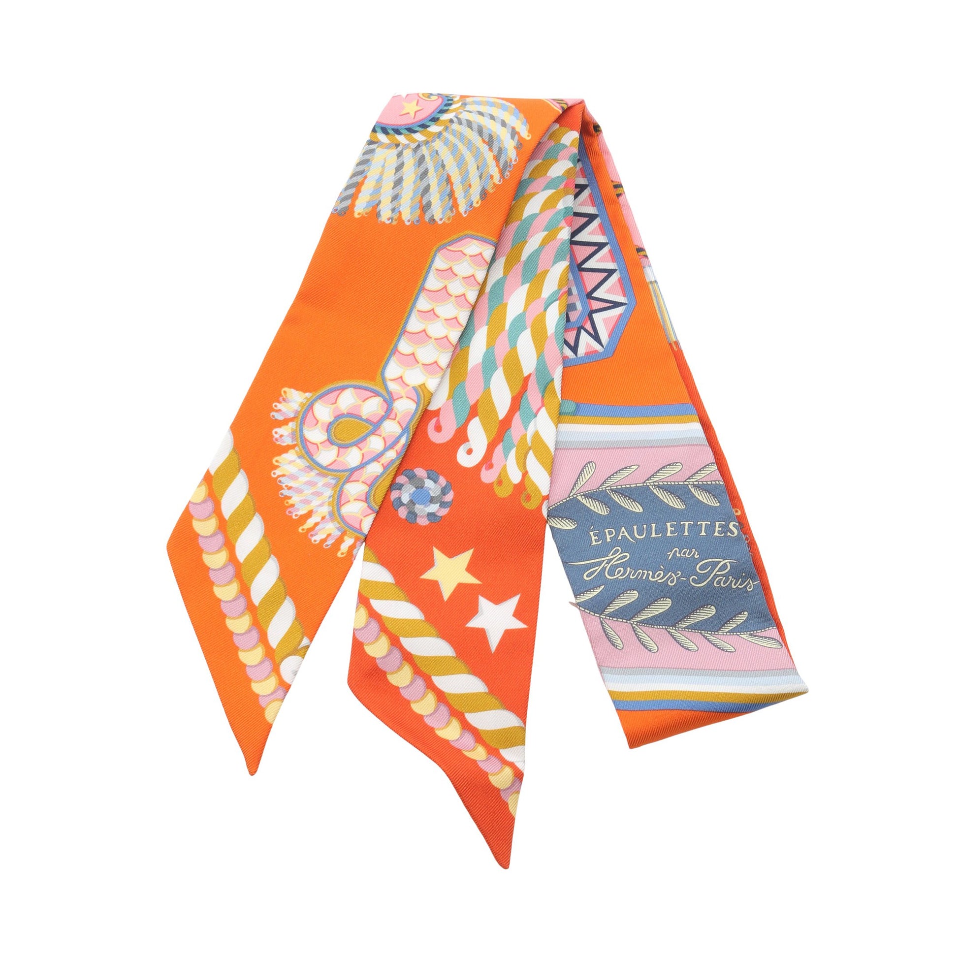 ツイリー EPAULETTES DE GALA リボン スカーフ シルク オレンジ マルチカラー エルメス 財布・小物 HERMES