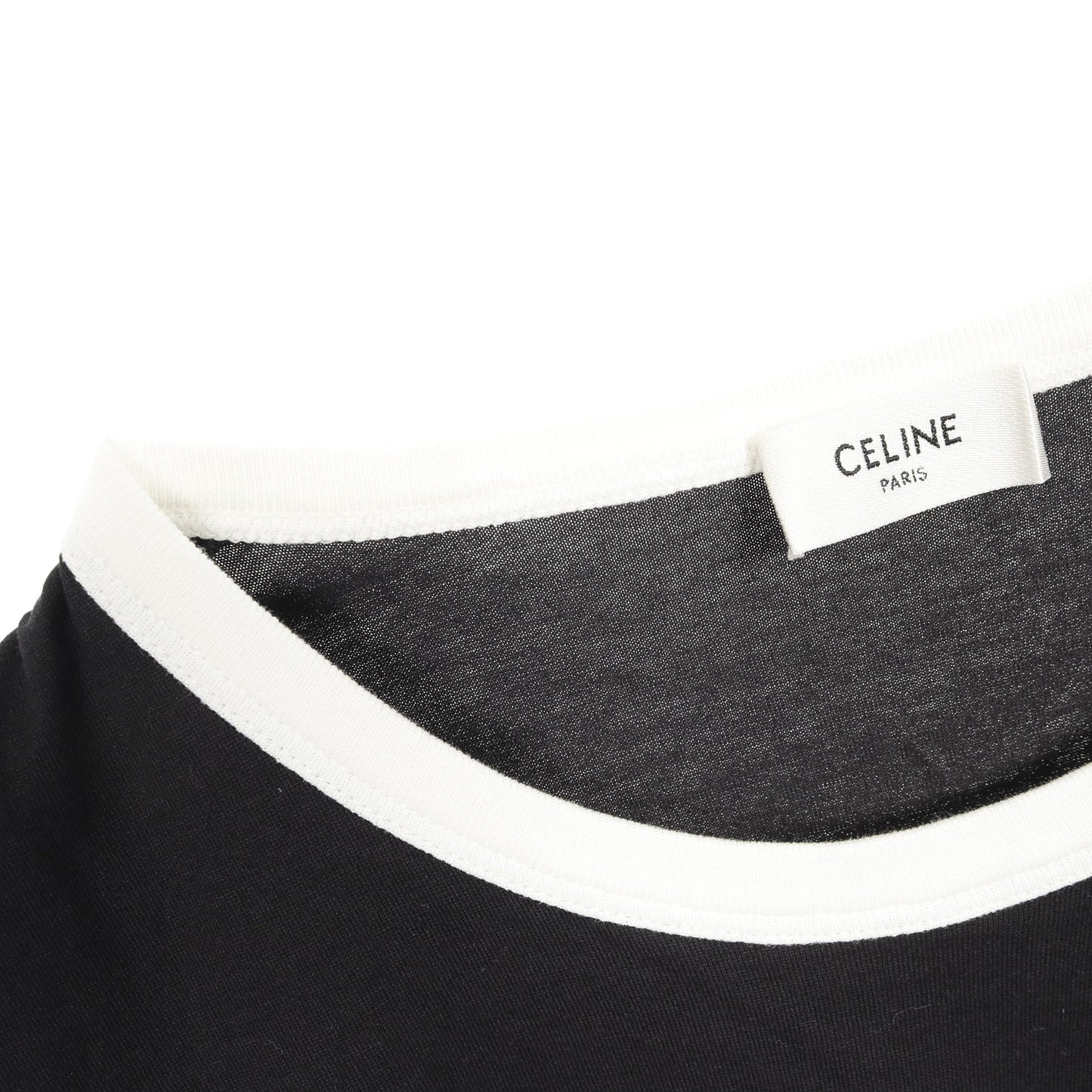 トリオンフ プリント クラシック リンガー Tシャツ ロゴ コットン ブラック ホワイト セリーヌ トップス CELINE