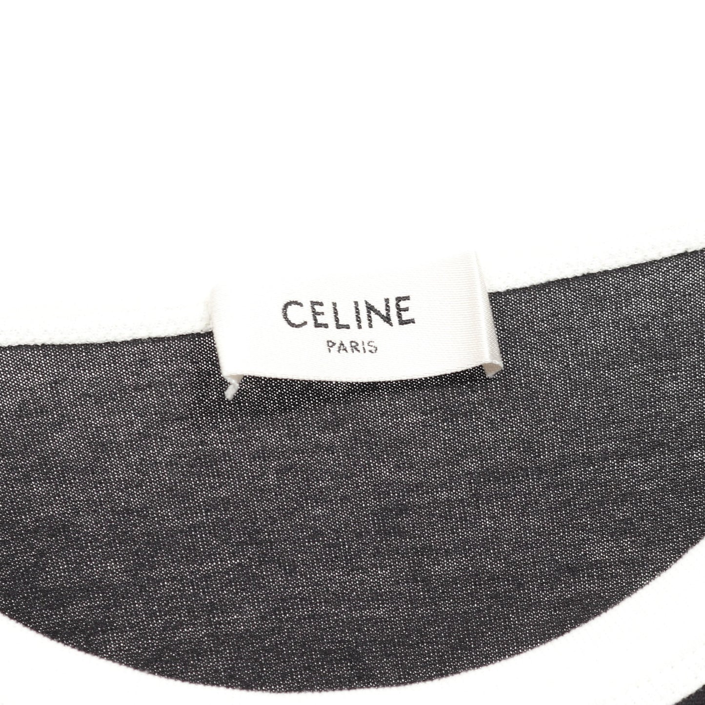 トリオンフ プリント クラシック リンガー Tシャツ ロゴ コットン ブラック ホワイト セリーヌ トップス CELINE