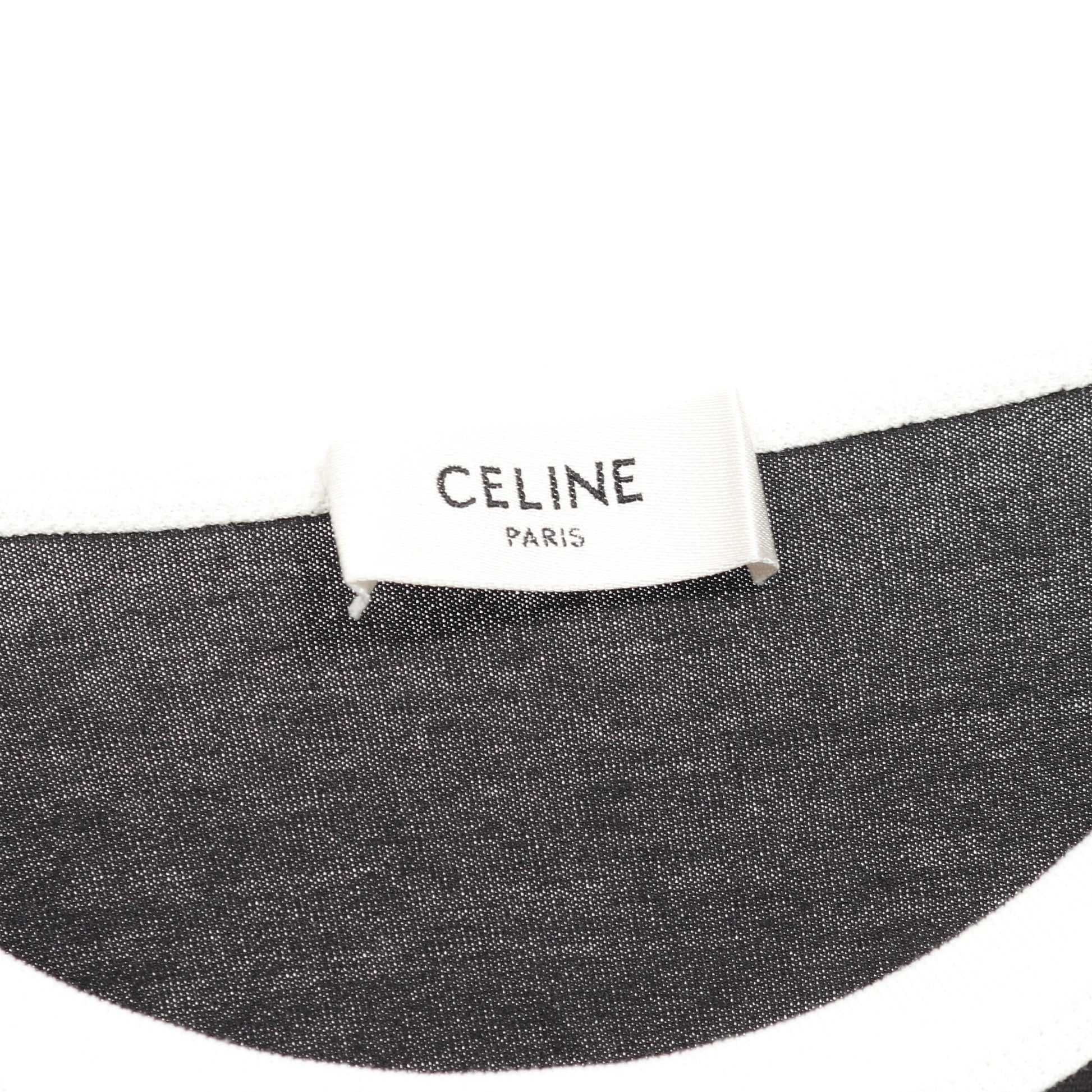 トリオンフ プリント クラシック リンガー Tシャツ ロゴ コットン ブラック ホワイト セリーヌ トップス CELINE