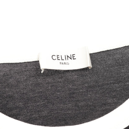 トリオンフ プリント クラシック リンガー Tシャツ ロゴ コットン ブラック ホワイト セリーヌ トップス CELINE