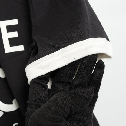 トリオンフ プリント クラシック リンガー Tシャツ ロゴ コットン ブラック ホワイト セリーヌ トップス CELINE