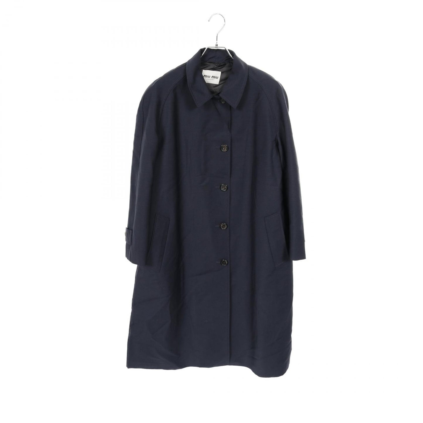シングルブレスト キッドモヘヤ コート ウール ネイビー ミュウミュウ アウター miu miu
