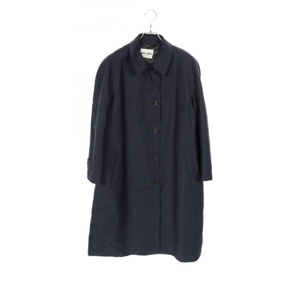 シングルブレスト キッドモヘヤ コート ウール ネイビー ミュウミュウ アウター miu miu