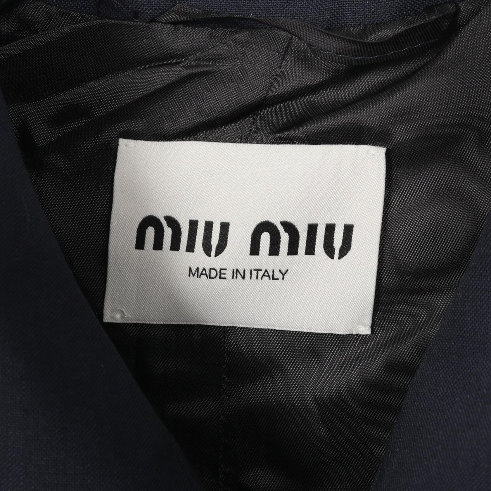 シングルブレスト キッドモヘヤ コート ウール ネイビー ミュウミュウ アウター miu miu