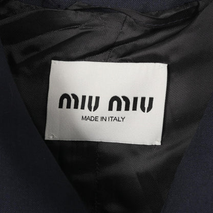 シングルブレスト キッドモヘヤ コート ウール ネイビー ミュウミュウ アウター miu miu