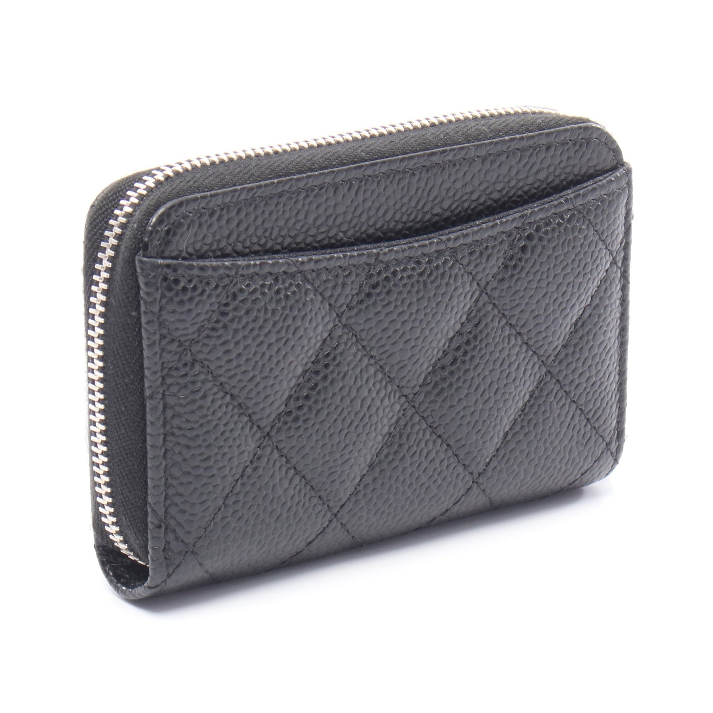 クラシック ジップ コインパース マトラッセ コインケース キャビアスキン ブラック シルバー金具 シャネル 財布・小物 CHANEL