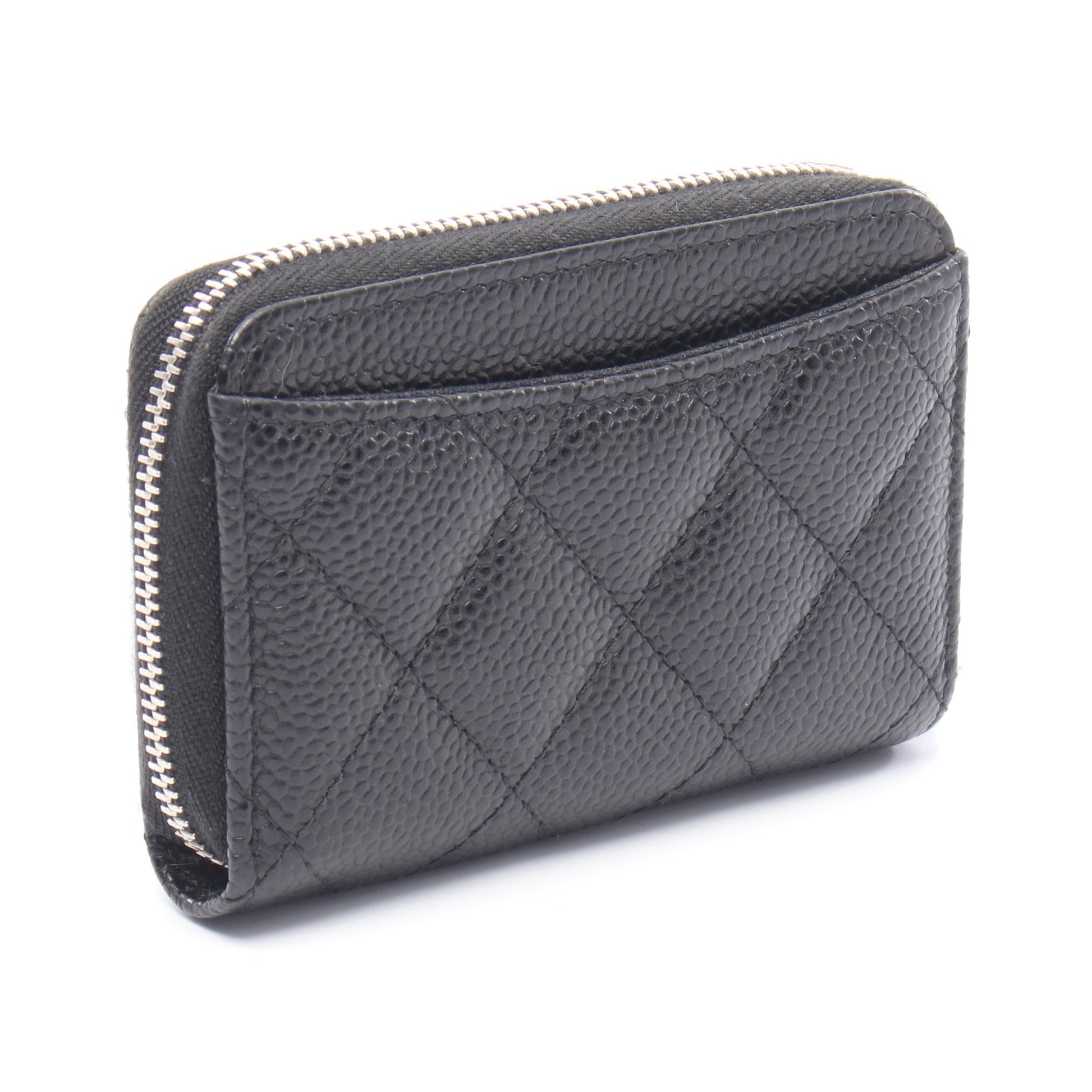 クラシック ジップ コインパース マトラッセ コインケース キャビアスキン ブラック シルバー金具 シャネル 財布・小物 CHANEL