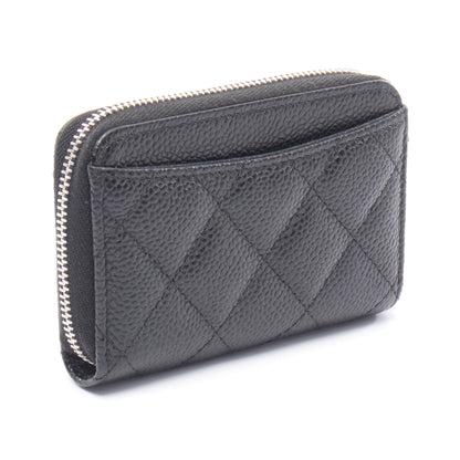 クラシック ジップ コインパース マトラッセ コインケース キャビアスキン ブラック シルバー金具 シャネル 財布・小物 CHANEL
