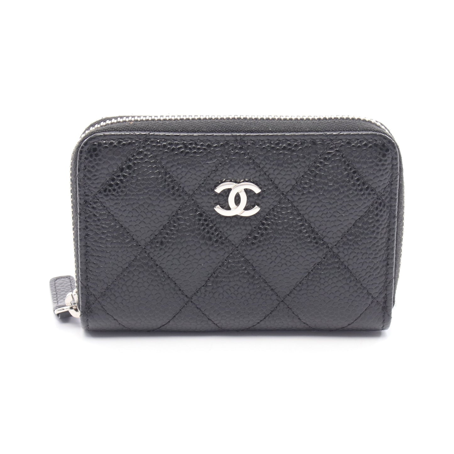 クラシック ジップ コインパース マトラッセ コインケース キャビアスキン ブラック シルバー金具 シャネル 財布・小物 CHANEL