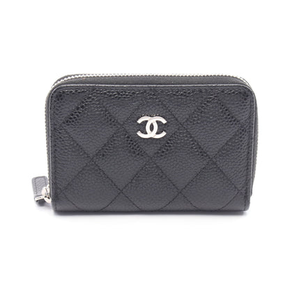 クラシック ジップ コインパース マトラッセ コインケース キャビアスキン ブラック シルバー金具 シャネル 財布・小物 CHANEL