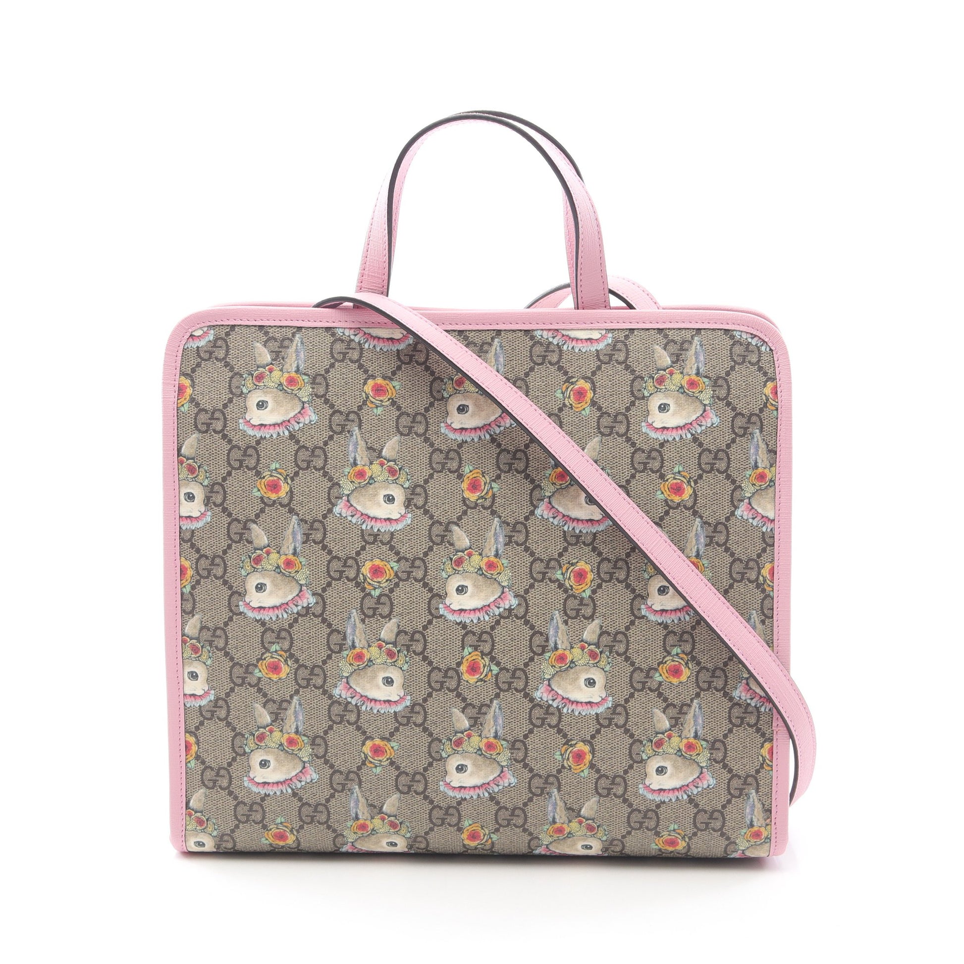 GUCCI × HIGUCHI YUKO チルドレンズ GGスプリーム ショルダーバッグ PVC レザー ベージュ ピンク 2WAY グッチ バッグ GUCCI