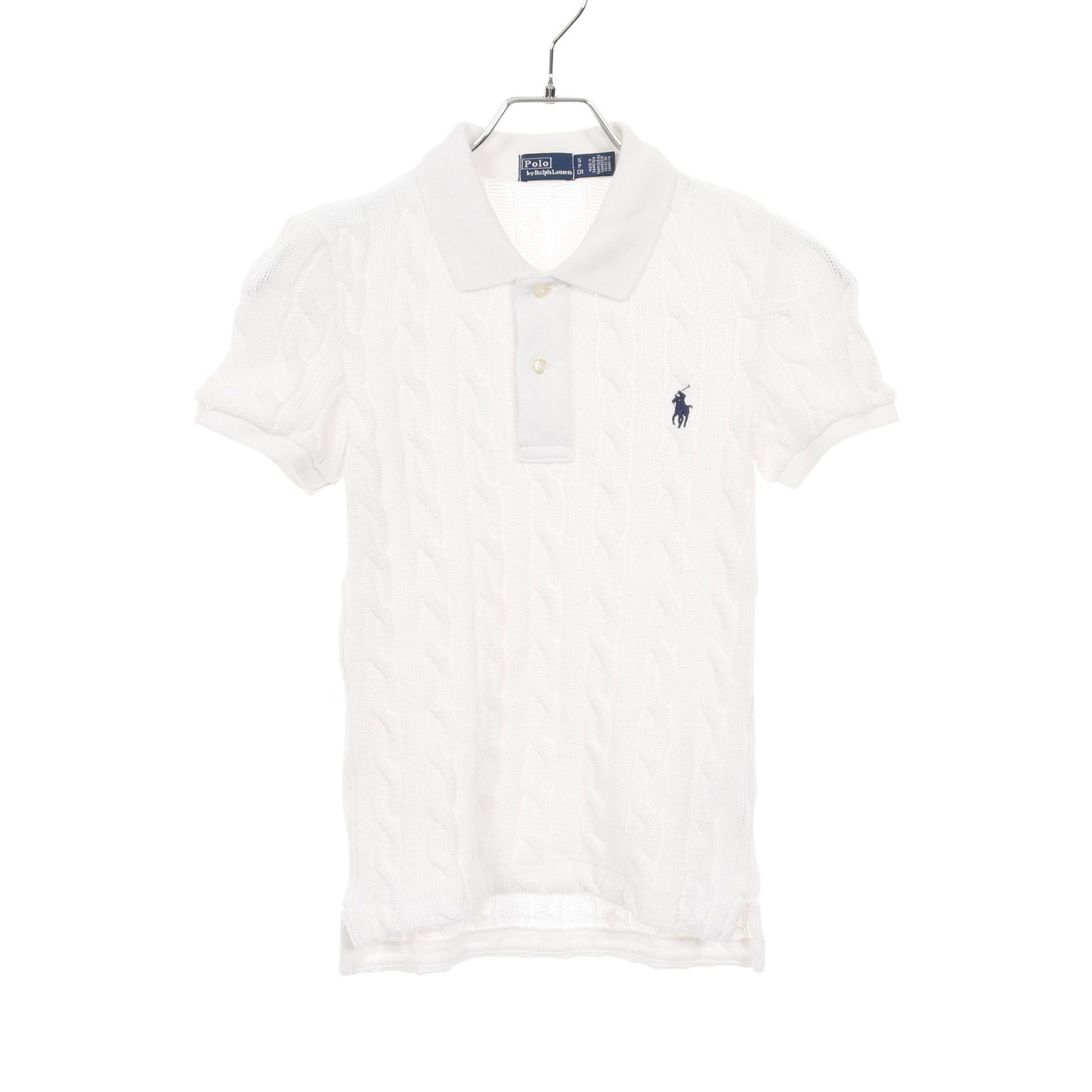 ケーブルニット ポロシャツ コットン ホワイト ポロラルフローレン トップス Polo Ralph Lauren
