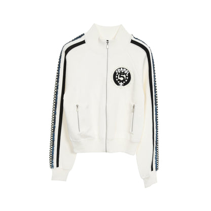 ブルゾン ビーズ スパンコール ロゴワッペン ビスコース オフホワイト マルチカラー 23C シャネル アウター CHANEL