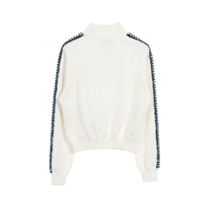 ブルゾン ビーズ スパンコール ロゴワッペン ビスコース オフホワイト マルチカラー 23C シャネル アウター CHANEL